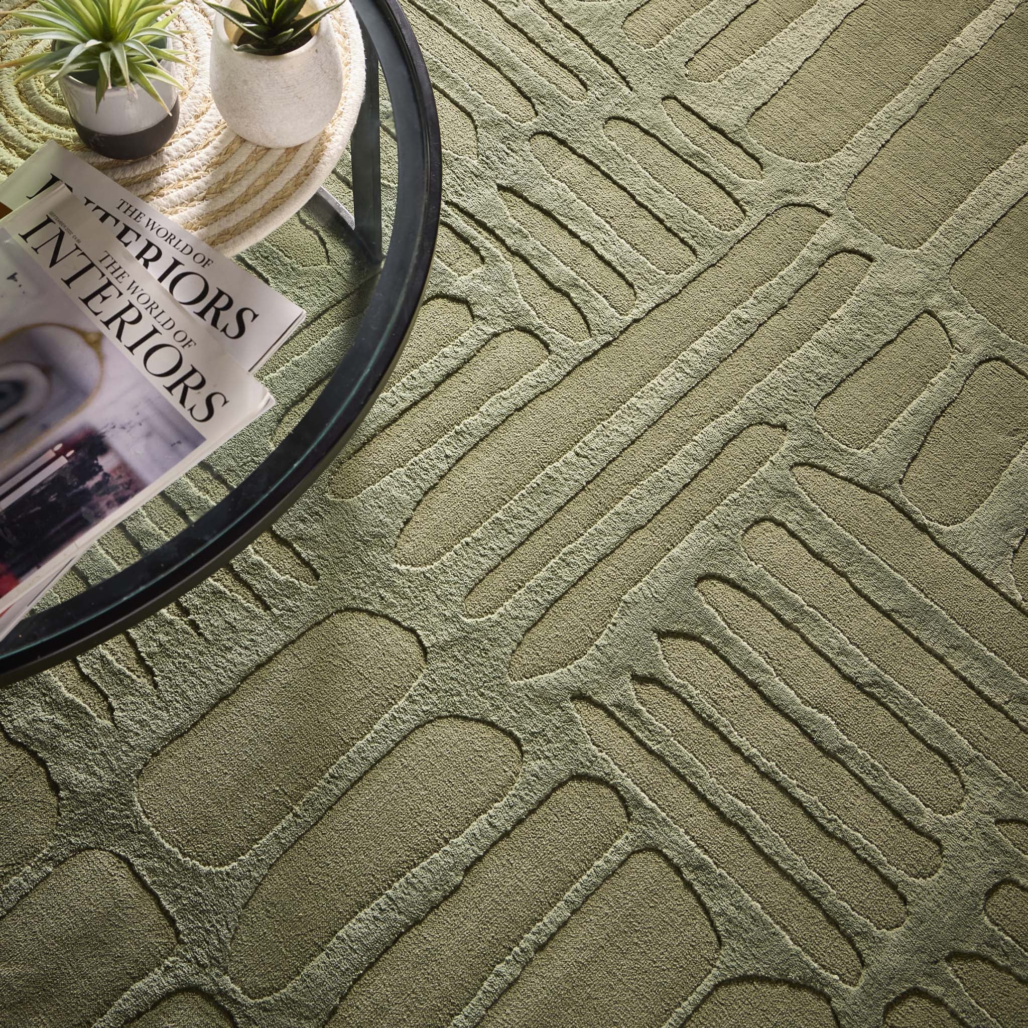 Origins Pathway Green Rug - handmade