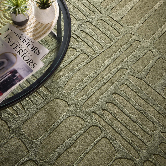 Origins Pathway Green Rug - handmade