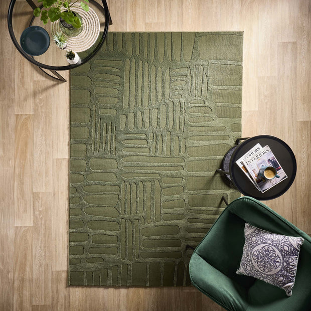 Origins Pathway Green Rug - handmade