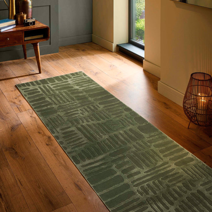 Origins Pathway Green Rug - handmade