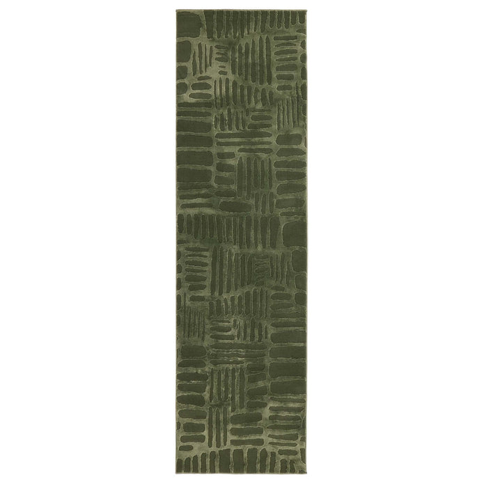 Origins Pathway Green Rug - handmade