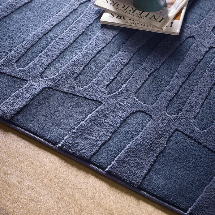 Origins Pathway Navy Rug - handmade