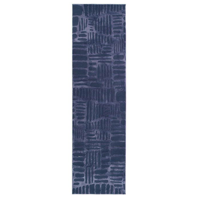Origins Pathway Navy Rug - handmade