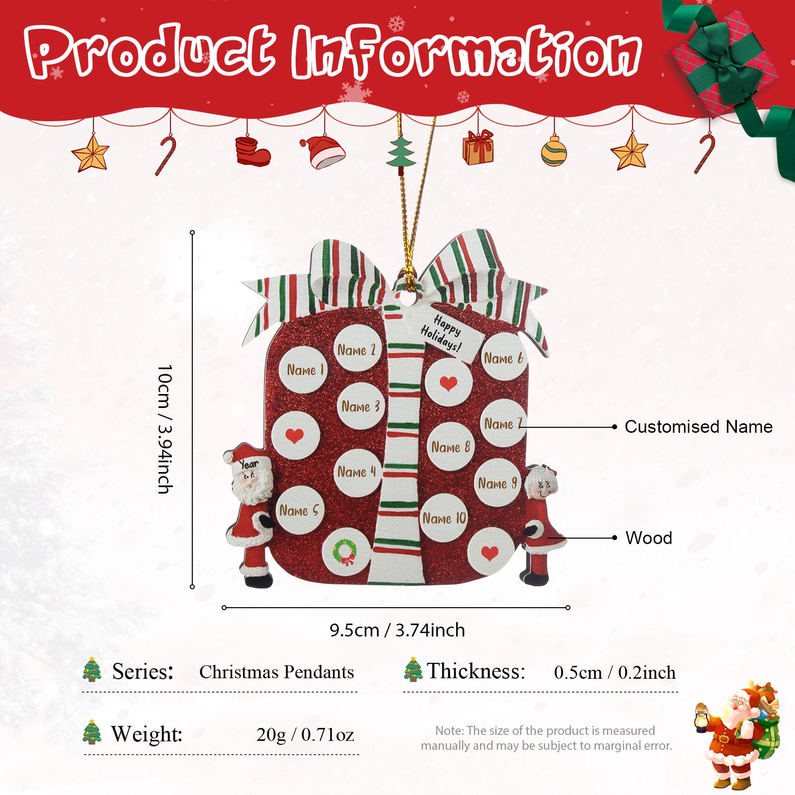 Personalised Christmas Name Ornament - handmade