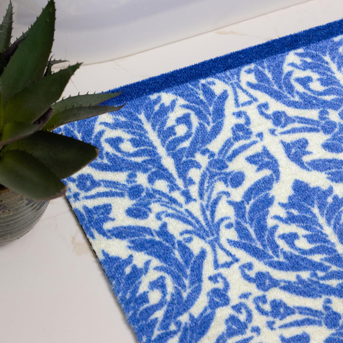 My Mat Nylon Printed Bathroom Royal Blue Damask - handmade