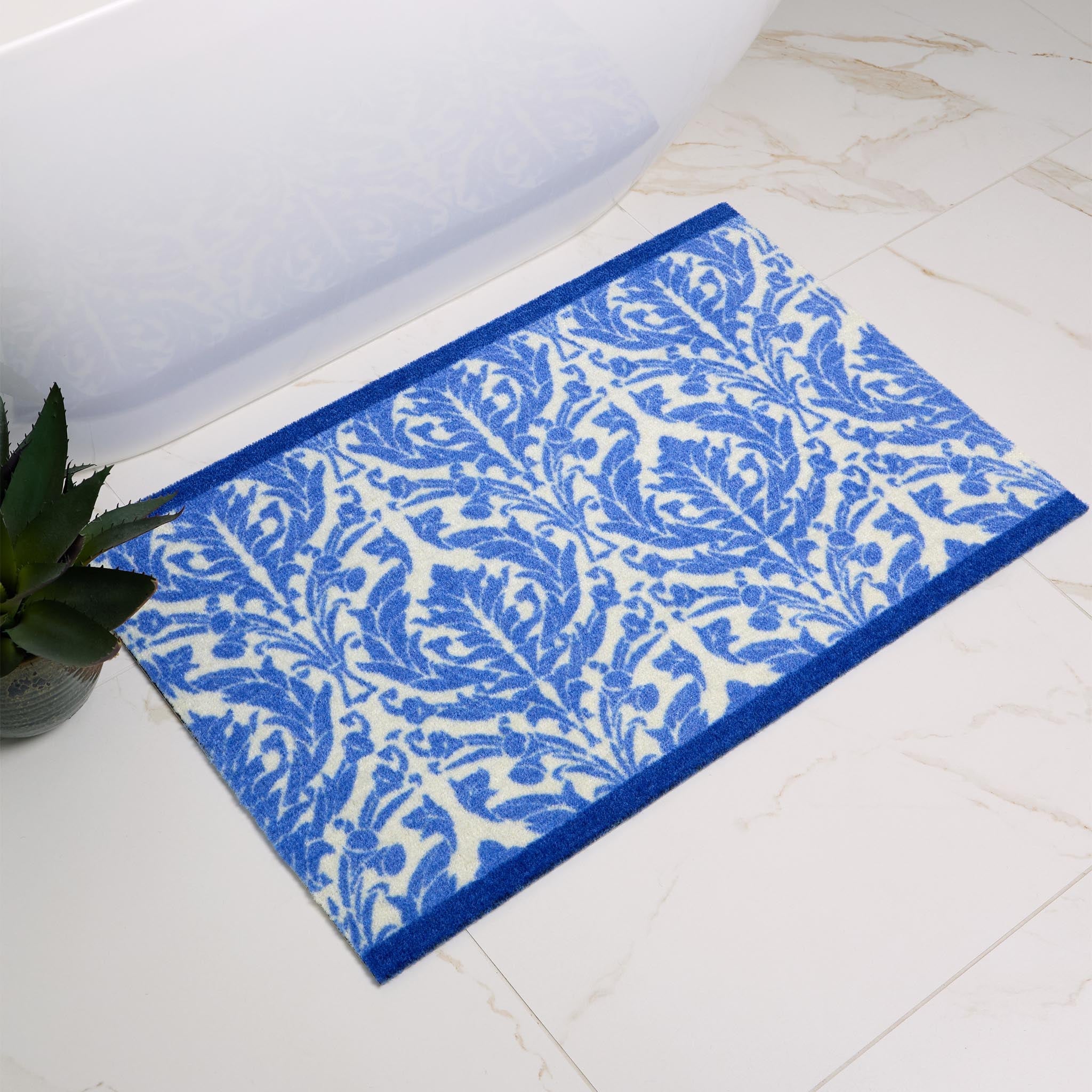 My Mat Nylon Printed Bathroom Royal Blue Damask - handmade