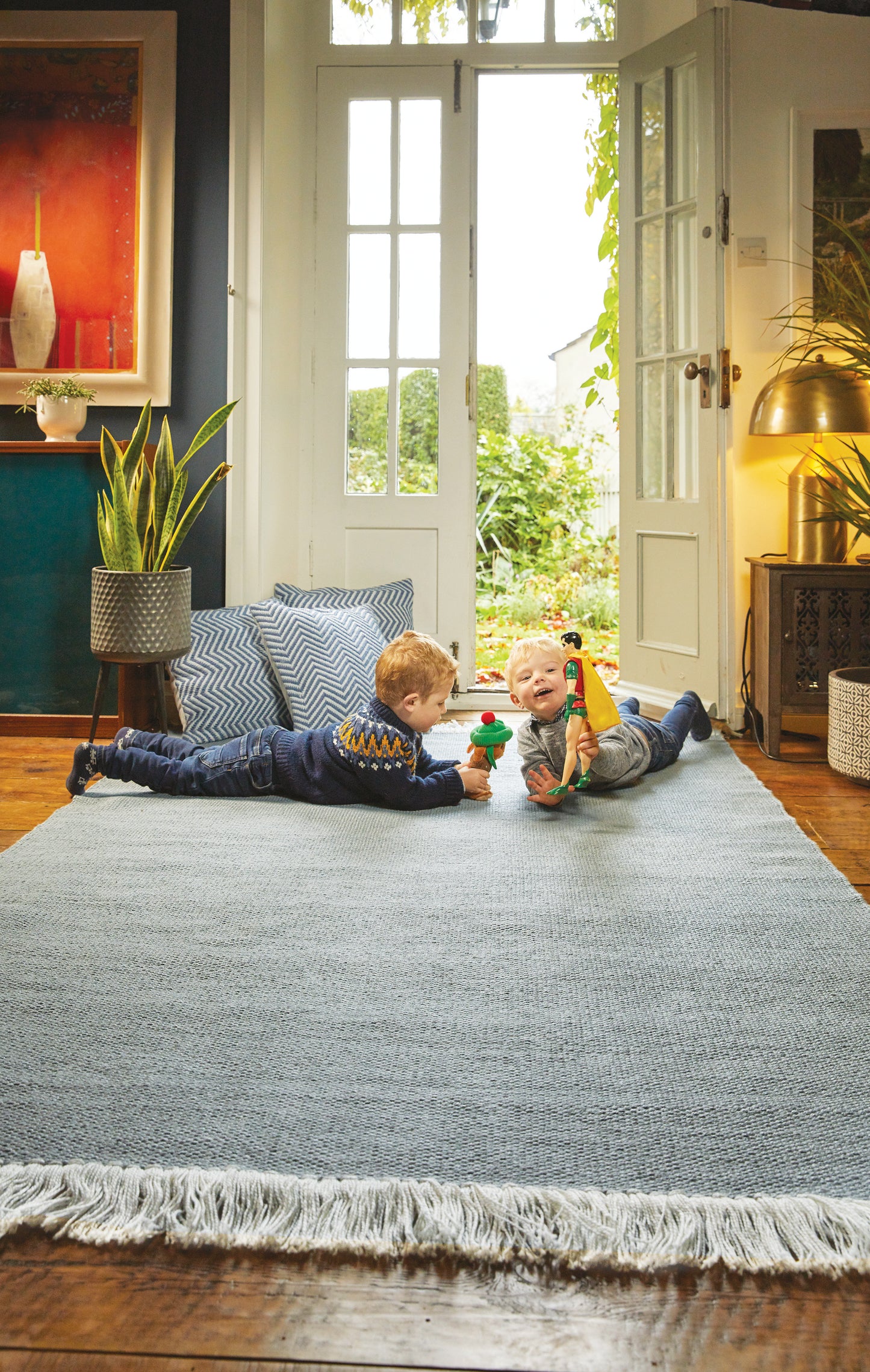 Hug Rug Woven Rustic Washable Plain Rug