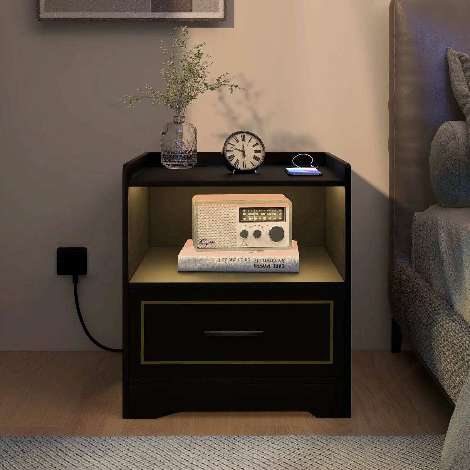 LED Nightstand Table - handmade