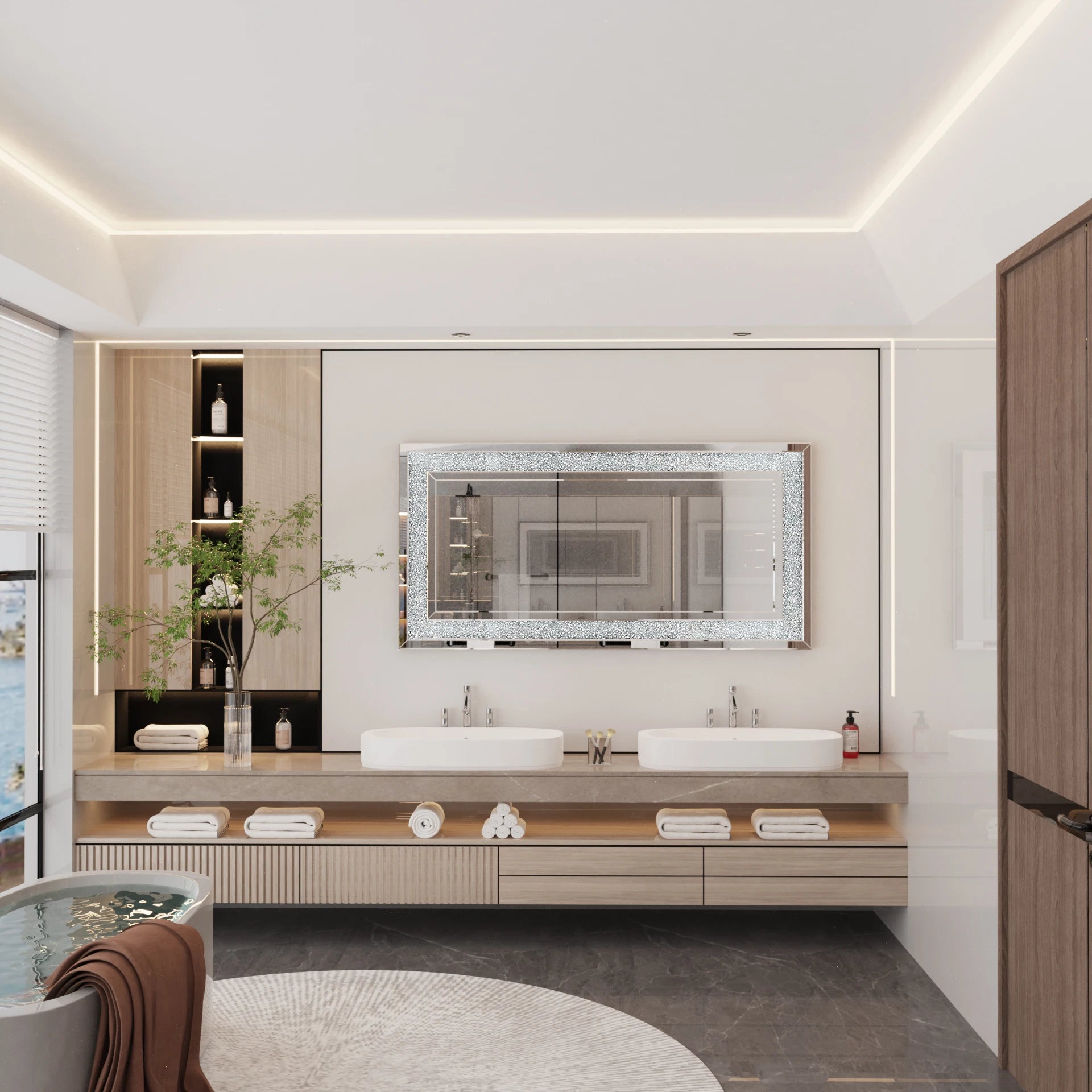 Beveled Glass Wall Mirror - handmade