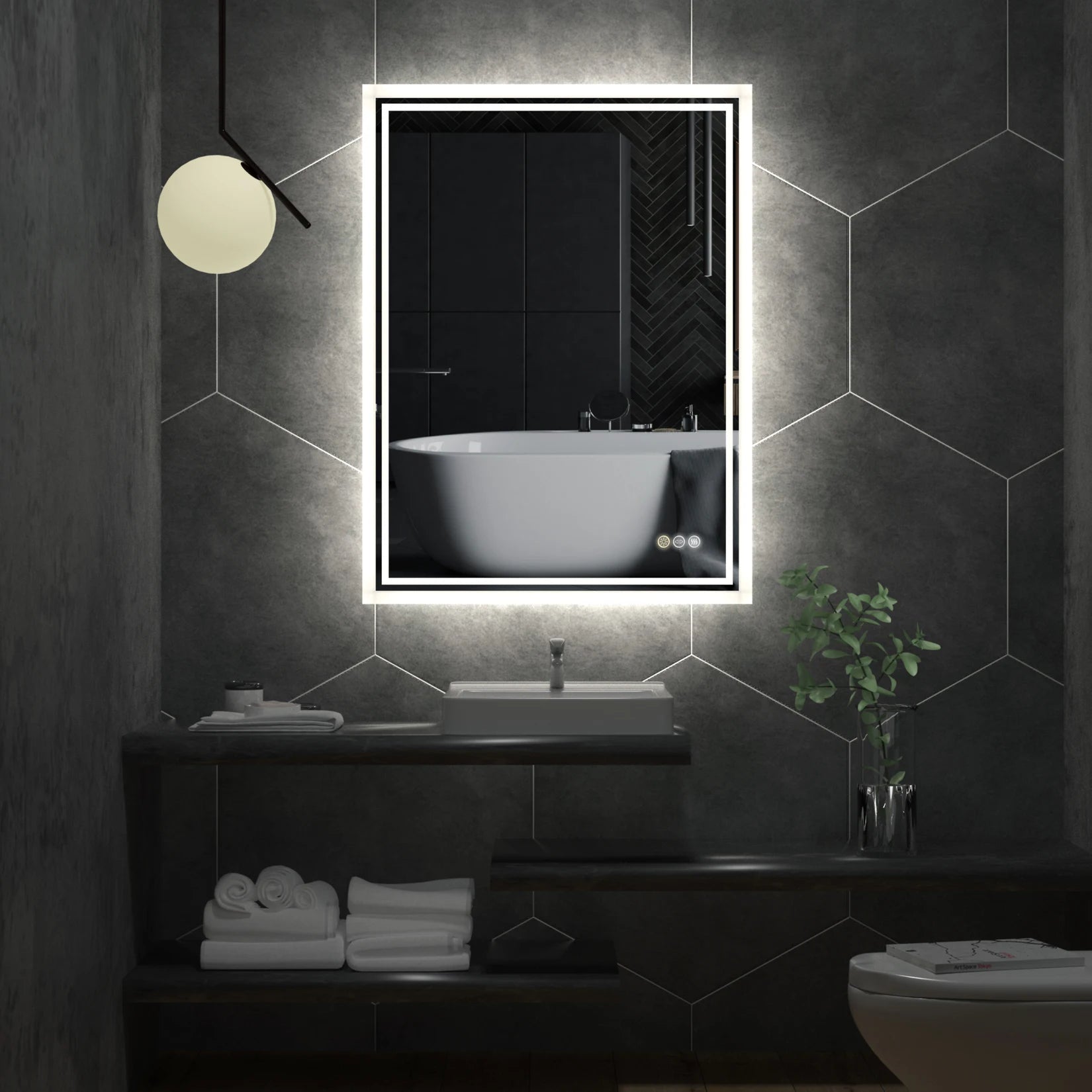 LED Backlit Bathroom Vanity Mirror - handmade