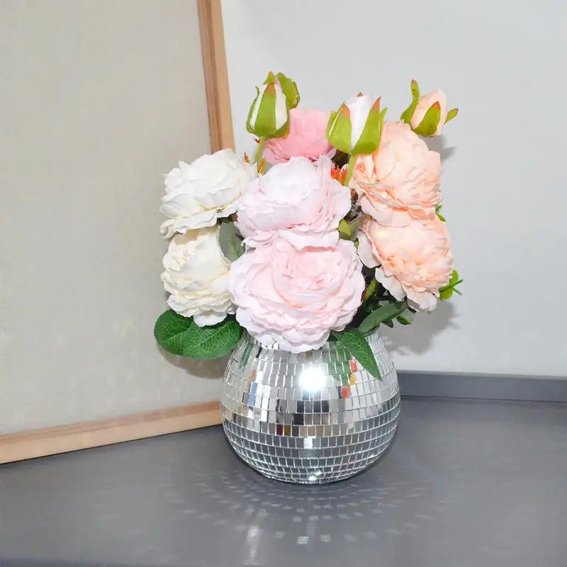 Disco Ball Flower Vase - handmade