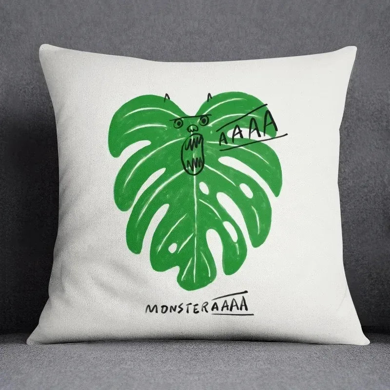 Leaf Pattern Cushion Cover - handmade
