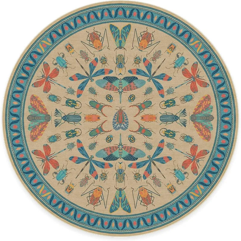 Jungle Print Round Rug - handmade