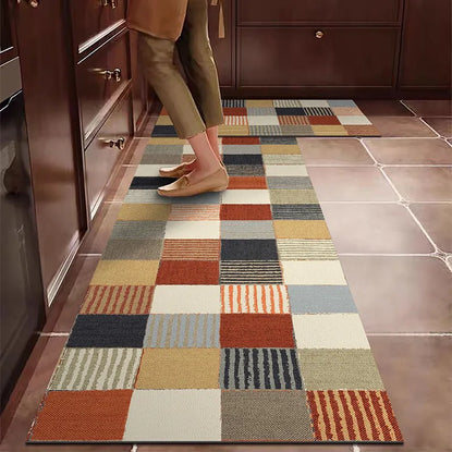 Ethnic Stripes PVC Kitchen Mat – Waterproof, Oil-Proof & Non-Slip Leather Floor Rug