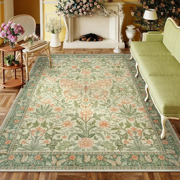 Floral Butterfly Bedroom Rug - handmade