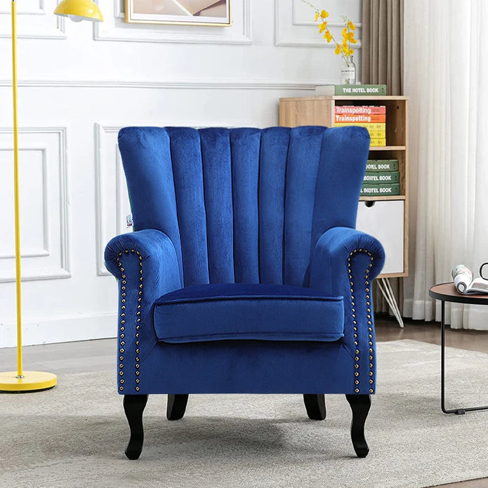 Vintage Velvet Wingback Chair - handmade