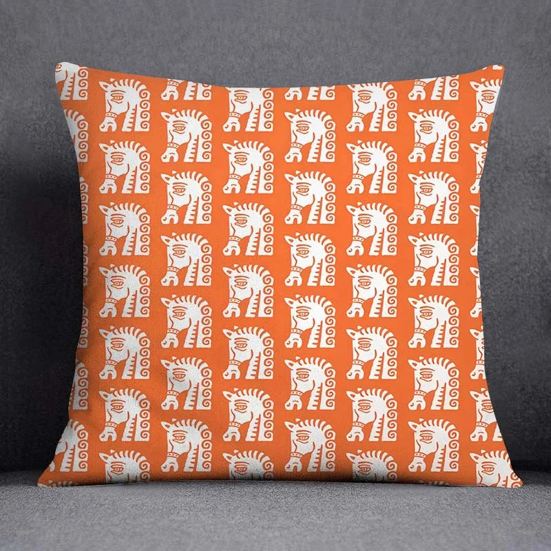 Orange Series Printed Cushion Cover - handmade