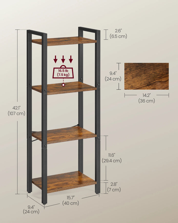 VASAGLE 4-Tier Bookshelf - handmade