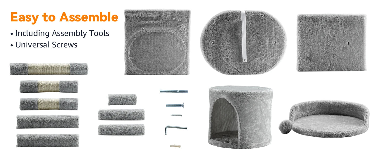 Passerscat Cat Tree Cat Tower With Toy For Indoor Cats Multi-Level With Scratching Posts Cat House Cozy Condo Padded Top Perches - handmade