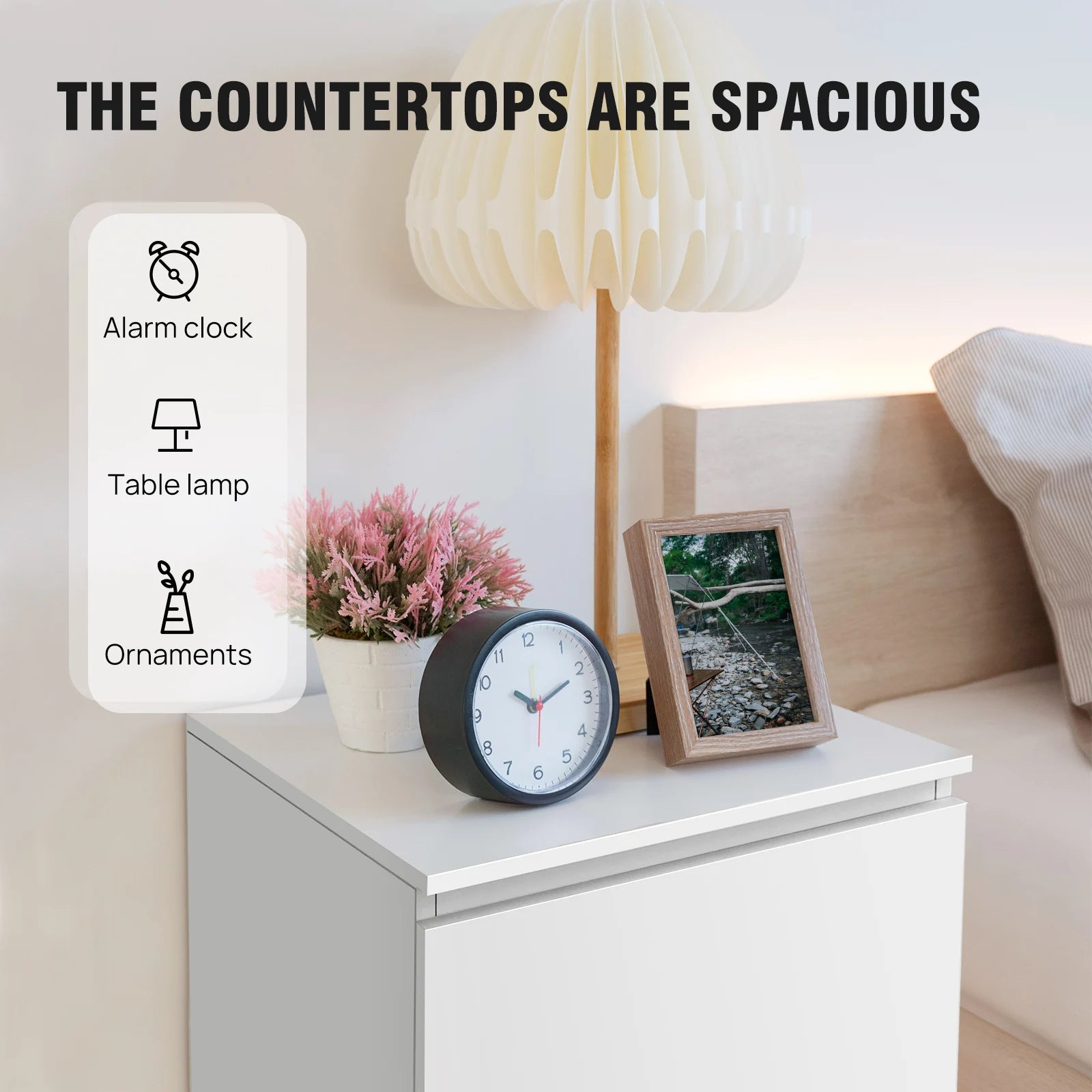 White Wooden Nightstand - handmade