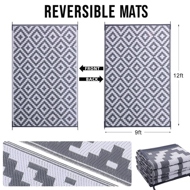 Olanly Outdoor Waterproof Rugs Reversible Plastic Straw Patio Carpets For Indoor Outdoor Deck Backyard Family Picnic Balcony Rug