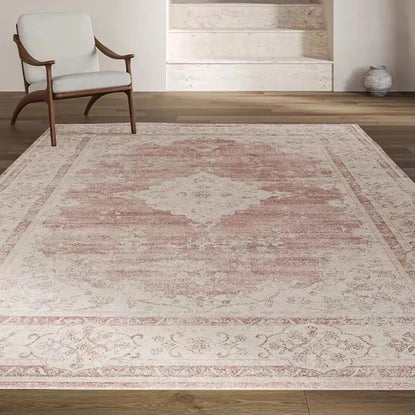 VIKAMA Ultra-Thin Boho Rug Faux Wool, Non-Slip, Soft & Stain-Resistant Mat for Home Decor