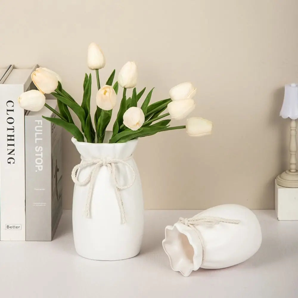 White Flower Vase - handmade