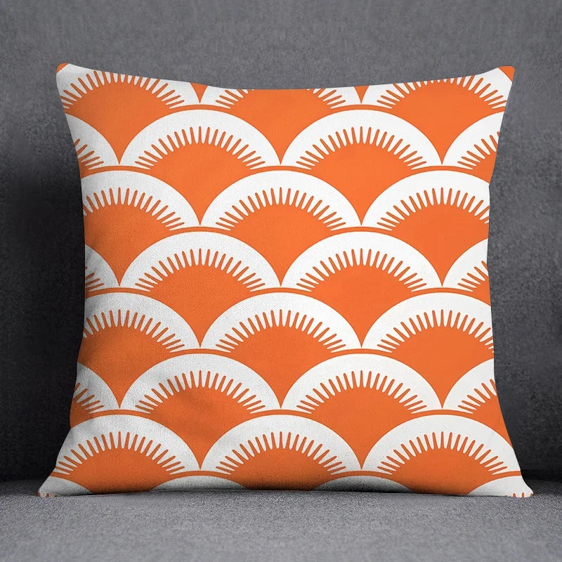Orange Series Printed Cushion Cover - handmade