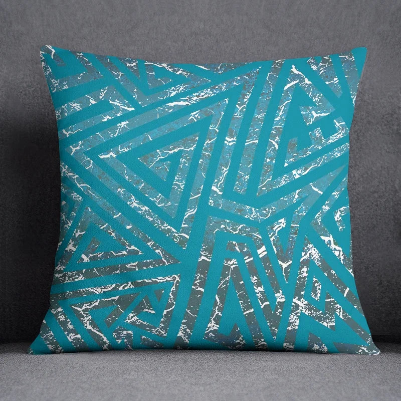 Blue Geometric Cushion Cover - handmade