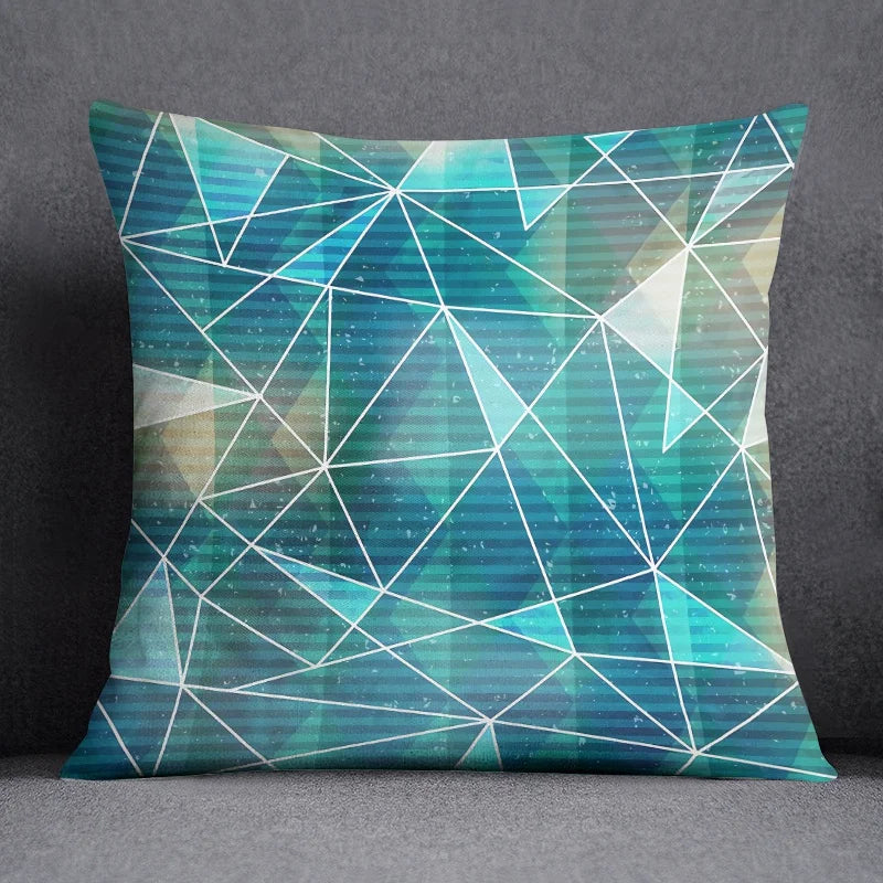 Blue Geometric Cushion Cover - handmade