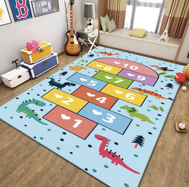 VIKAMA Cartoon Hopscotch Carpet Home Living Room Sofa Coffee Table Mat Non-Slip Children's Room Play Mat Baby Crawling Carpet