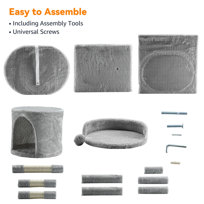 Passerscat Cat Tree Cat Tower With Toy For Indoor Cats Multi-Level With Scratching Posts Cat House Cozy Condo Padded Top Perches - handmade