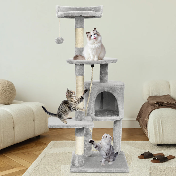 Passerscat Cat Tree Cat Tower With Toy For Indoor Cats Multi-Level With Scratching Posts Cat House Cozy Condo Padded Top Perches - handmade