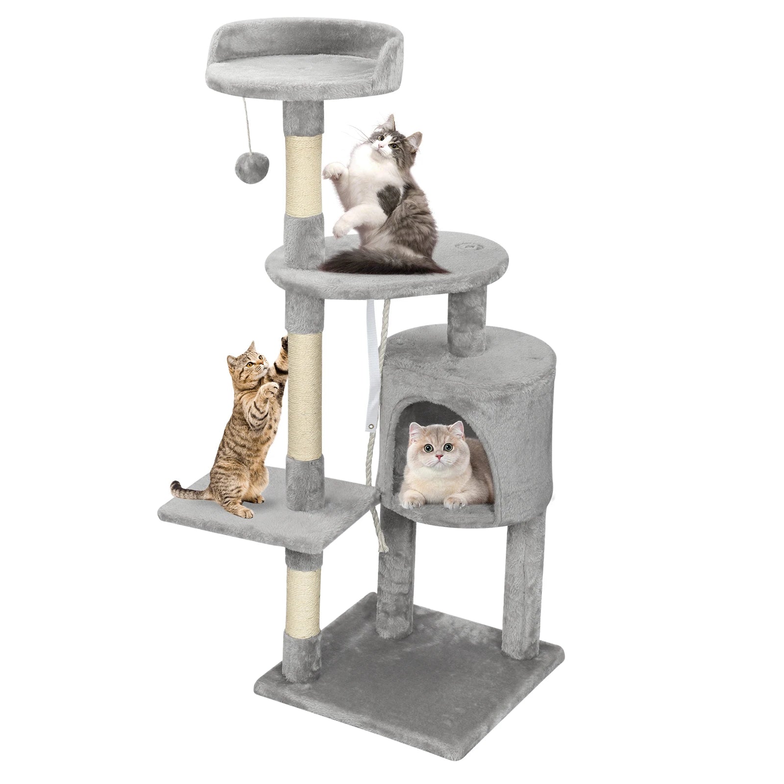 Passerscat Cat Tree Cat Tower With Toy For Indoor Cats Multi-Level With Scratching Posts Cat House Cozy Condo Padded Top Perches - handmade