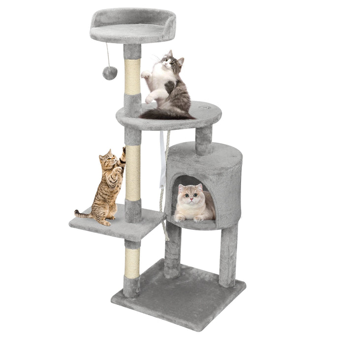 Passerscat Cat Tree Cat Tower With Toy For Indoor Cats Multi-Level With Scratching Posts Cat House Cozy Condo Padded Top Perches - handmade