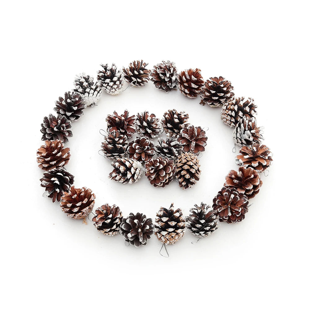 30Pcs Natural White-Tipped Pine Cone Ornaments – premium handmade décor piece for modern homes.