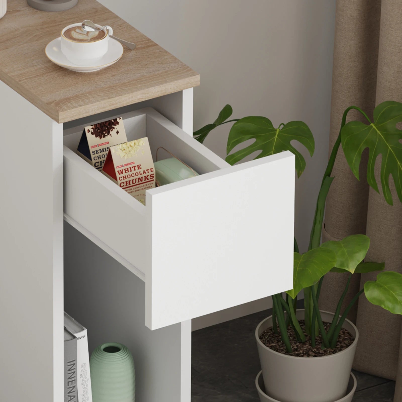 BonChoice Slim Tall Bedside Table - handmade