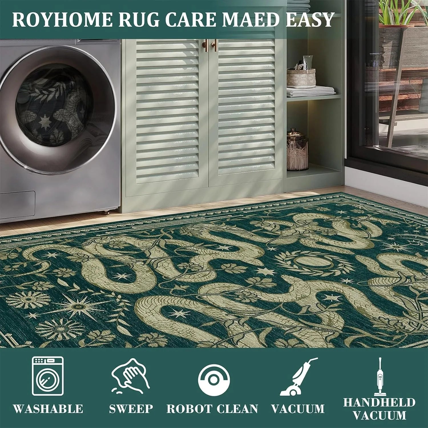 Machine-Washable Bedroom Floor Carpet - handmade