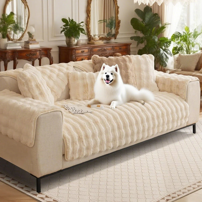 Plush Rabbit Fur Slipcover - handmade