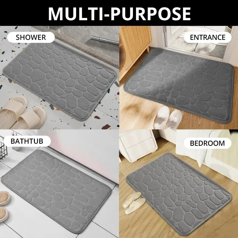 Embossed Fiber Anti-Slip Bathroom Mat - handmade