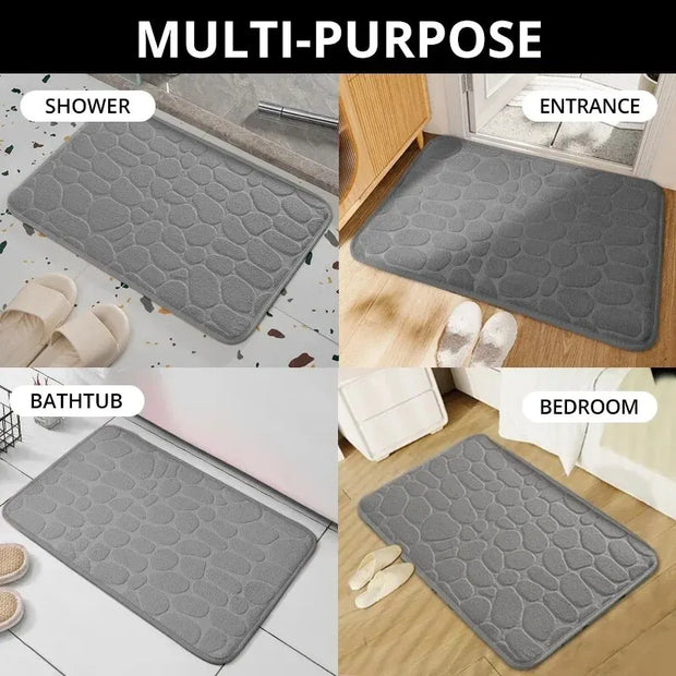 Embossed Fiber Anti-Slip Bathroom Mat - handmade