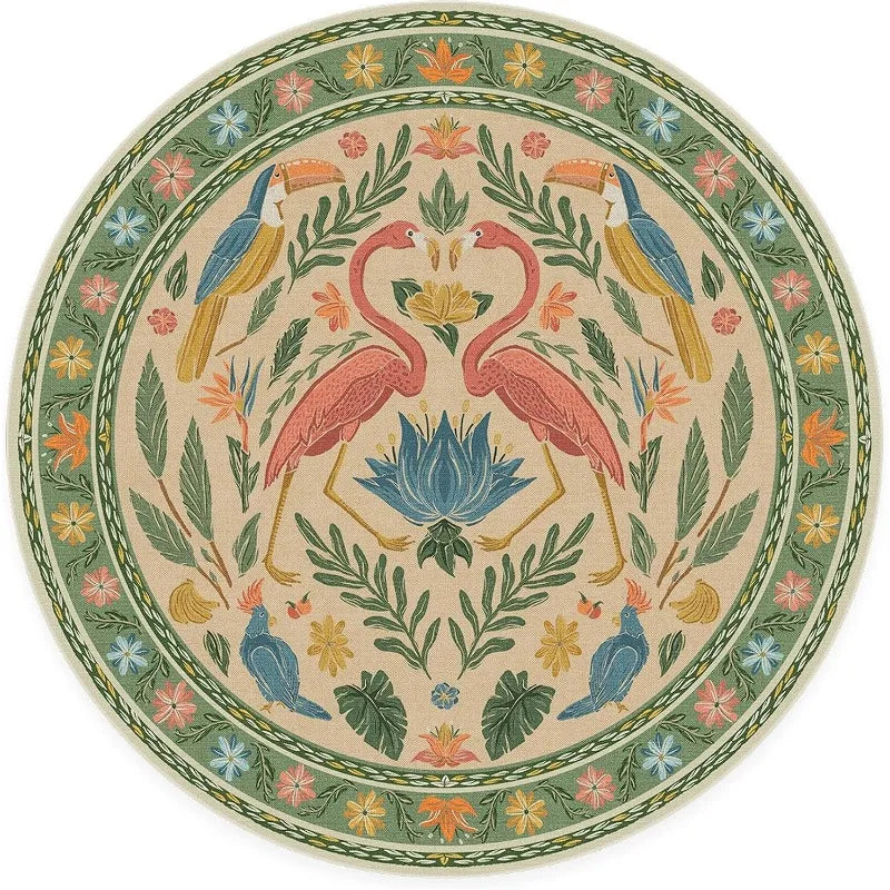 Jungle Print Round Rug - handmade