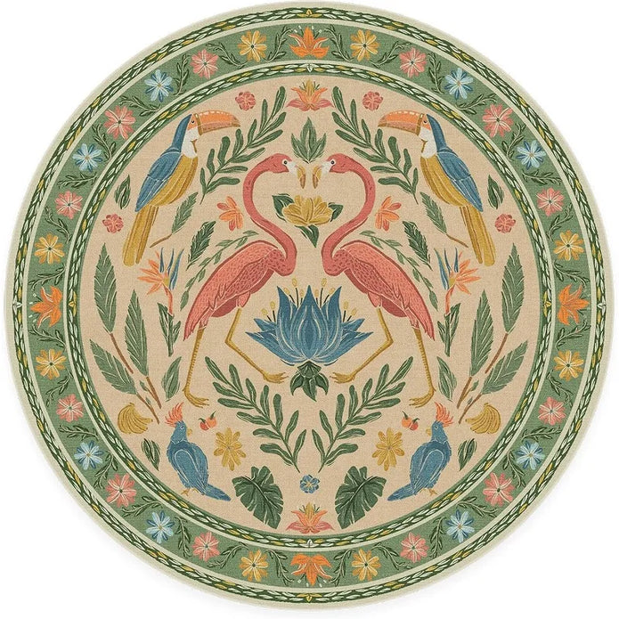 Jungle Print Round Rug - handmade