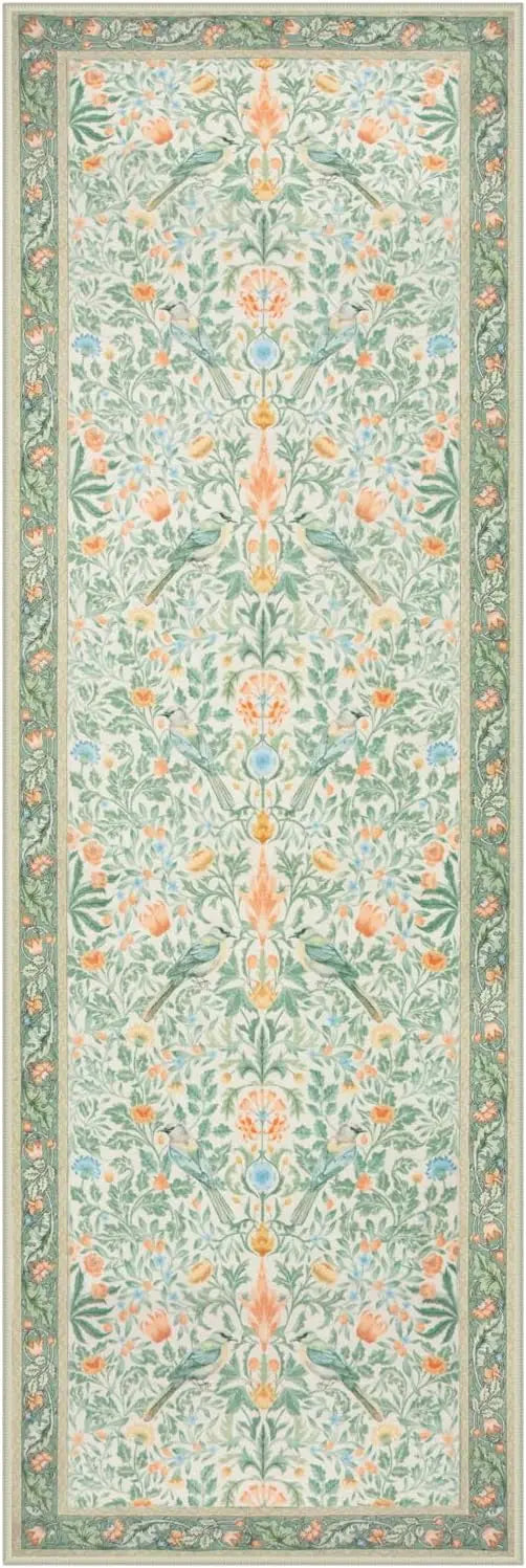 Floral Hallway Runner Rug - handmade