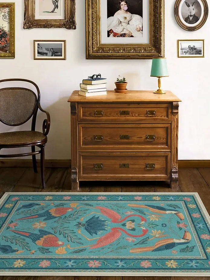 Bohemian Vintage Floral Rug - handmade