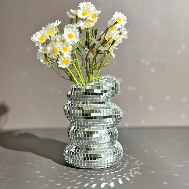 Spiral Disco Ball Vase - handmade