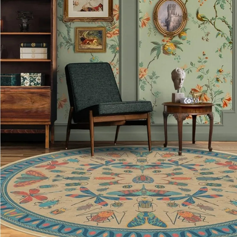Jungle Print Round Rug - handmade