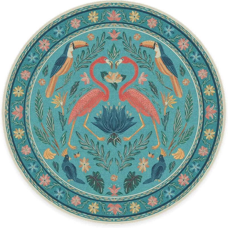 Jungle Print Round Rug - handmade