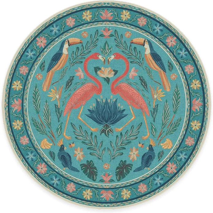 Jungle Print Round Rug - handmade