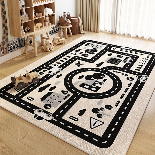 Vikama Children's Cartoon Map Carpet Home Decor, Anti-Slip Floor Mat For Living Room And Bedroom, Non-Shedding And Dirt-Proof